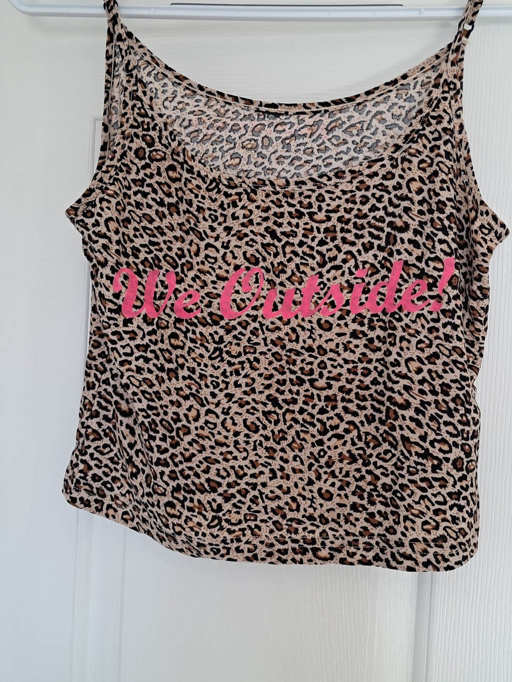 Leopard Print Tank Top with Pink Script
